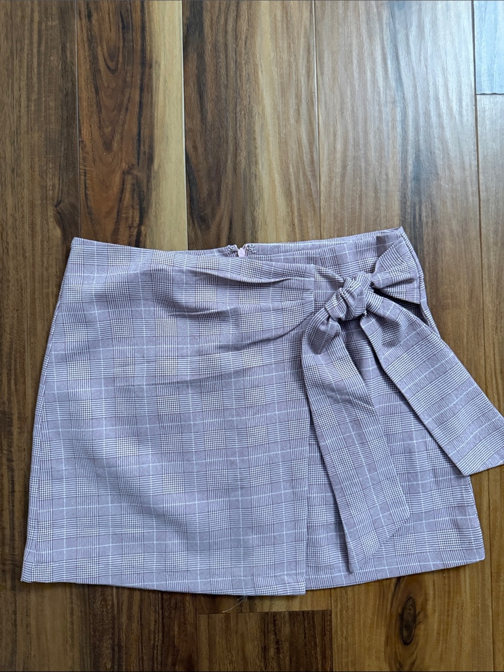 Plaid Tie-Waist Mini Skirt in Dusty Lilac